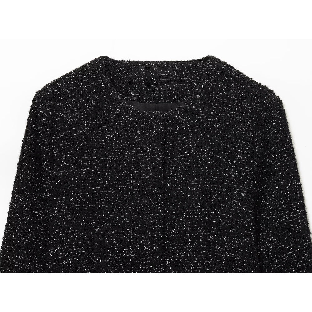 suit Women's 2 pieces with Belt O Neck textured Blazer Coat +skirt pants