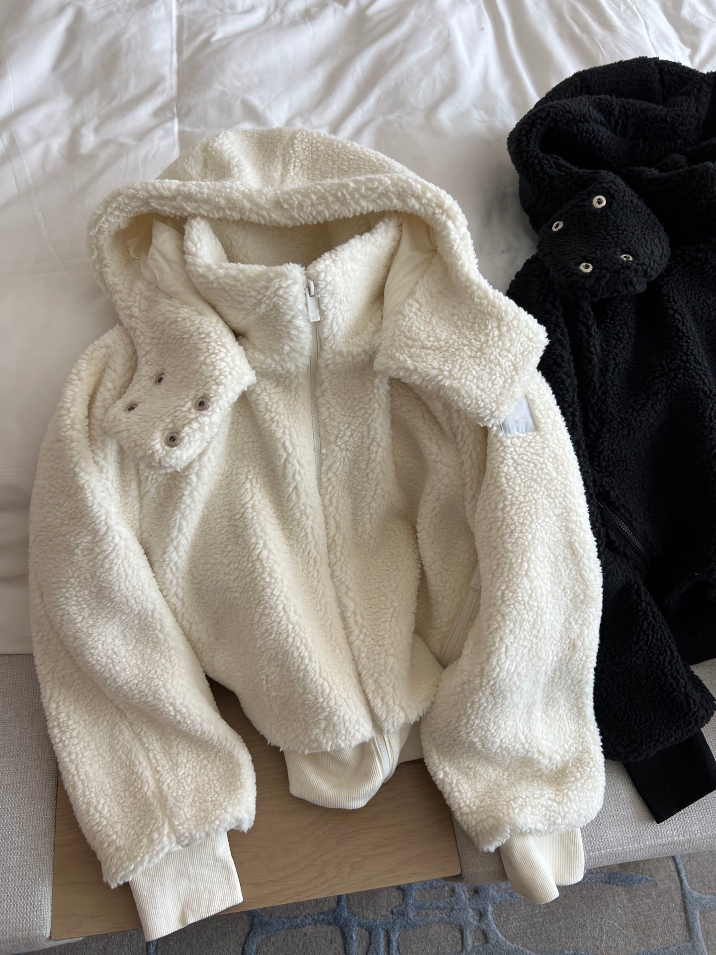 Women's new fashion casual versatile hooded lamb wool short jacket