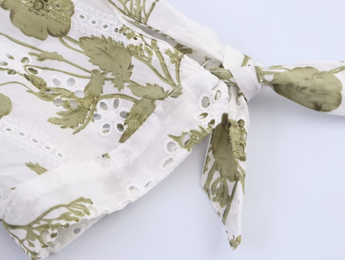 Women's New Fashion With Belt Hollow Embroidery Printed Mini Dress