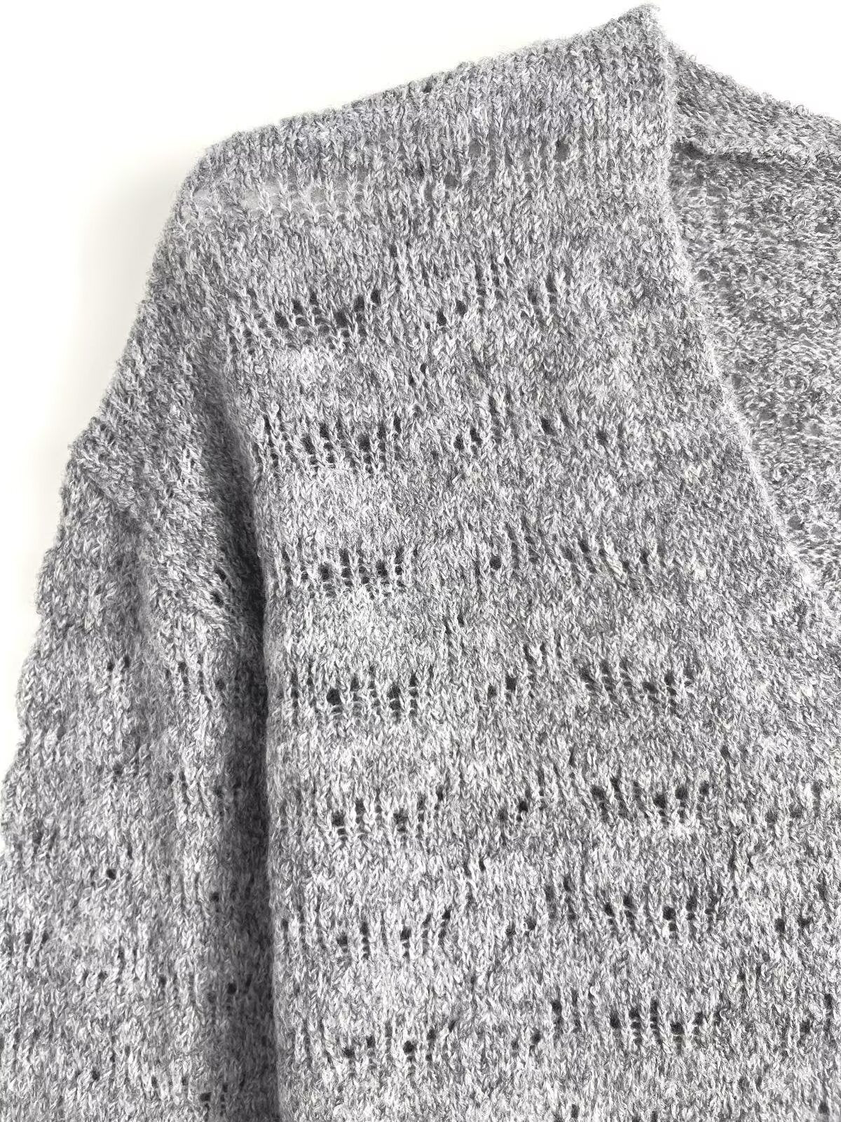 Women's new fashion lace patchwork V-neck knitted cardigan