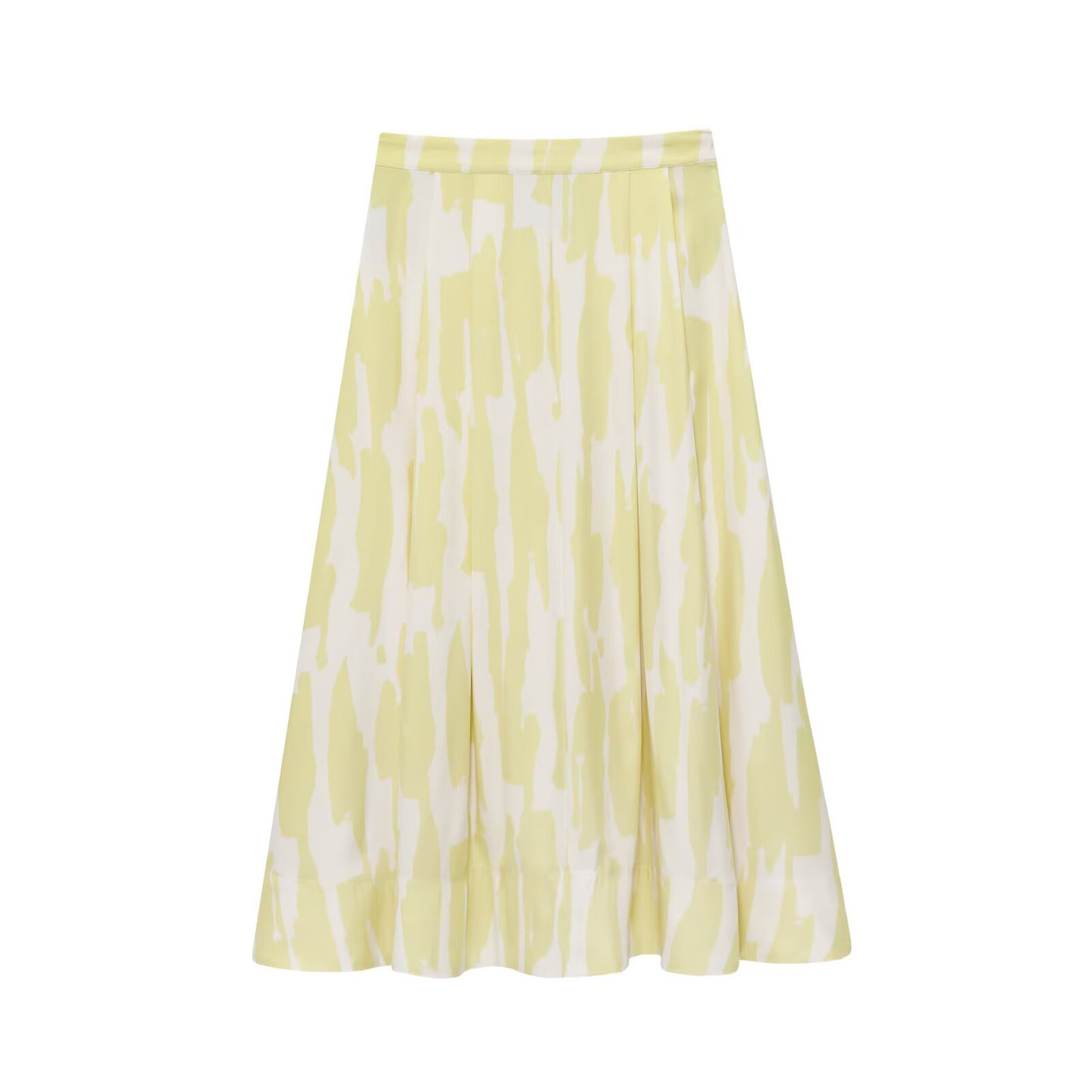 Women's new fashion loose high waisted printed pleated MIDI skirt