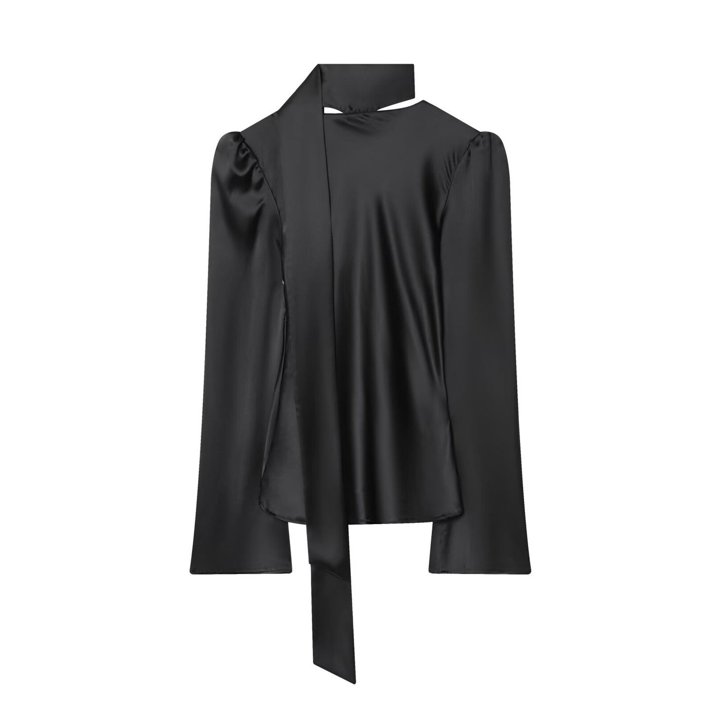 Women's scarf decoration V-neck satin textured shirt