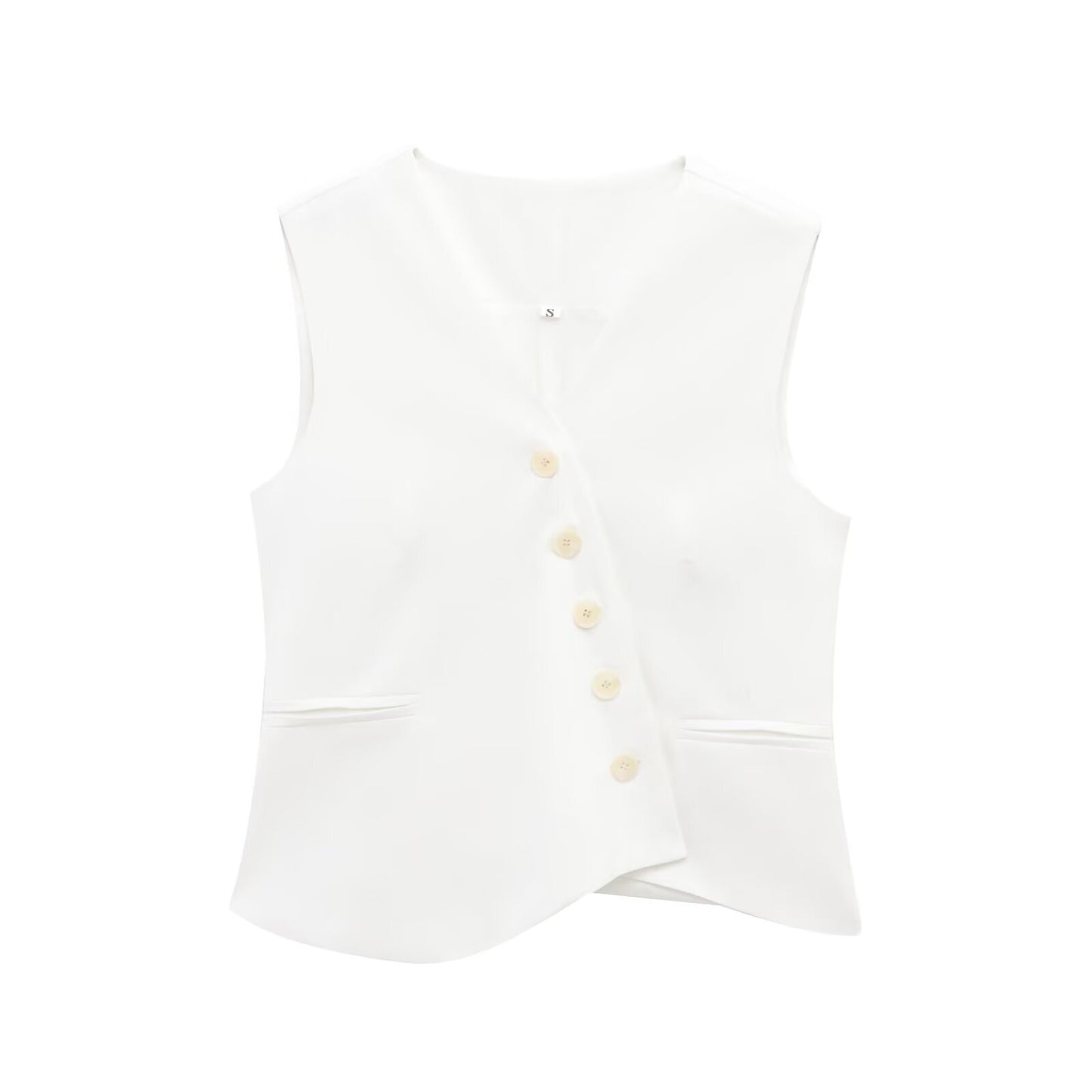 Women's new fashion V-neck asymmetrical Button-up vest+Pants suit