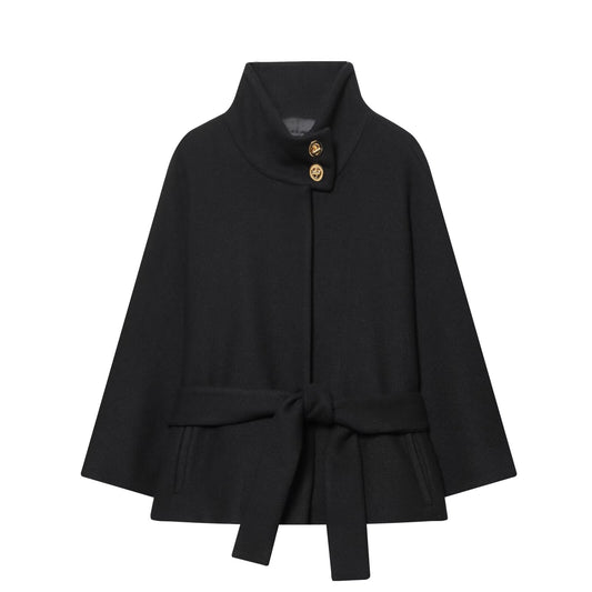 Women's With Belt stand collar Wool Blended Coat
