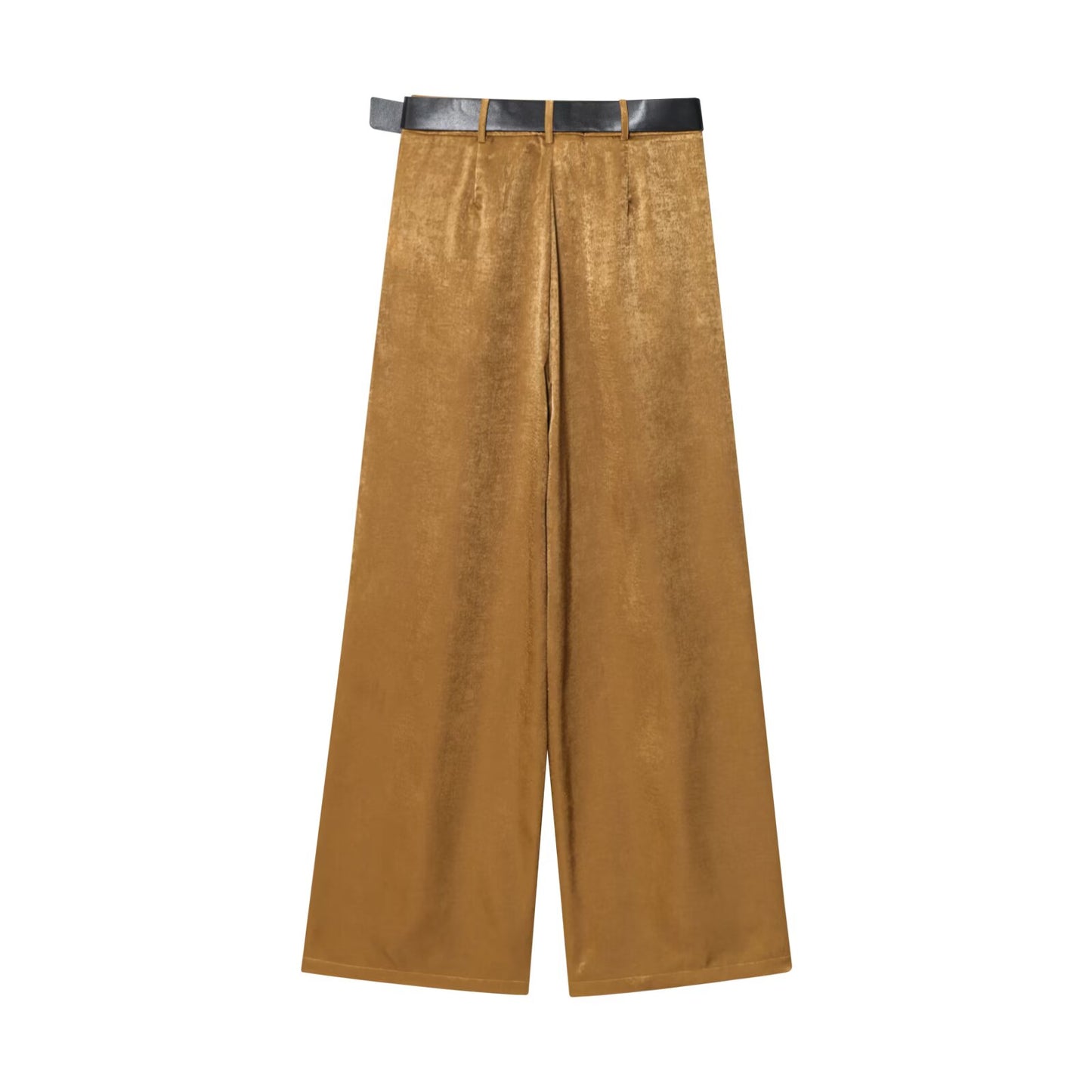 Women's with Belt loose satin textured wide leg pants