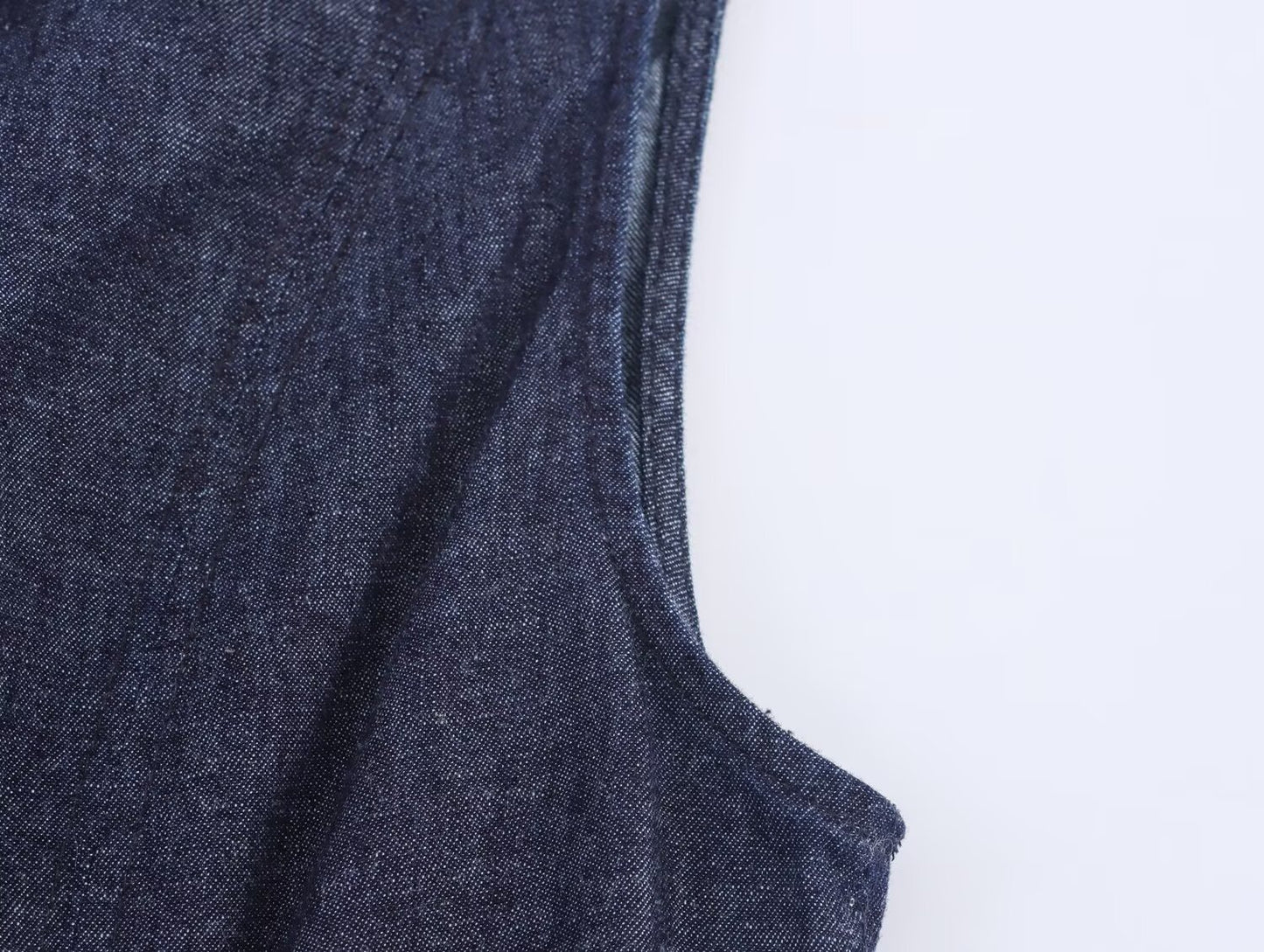 Women's new fashion sleeveless round neck denim Midi dress