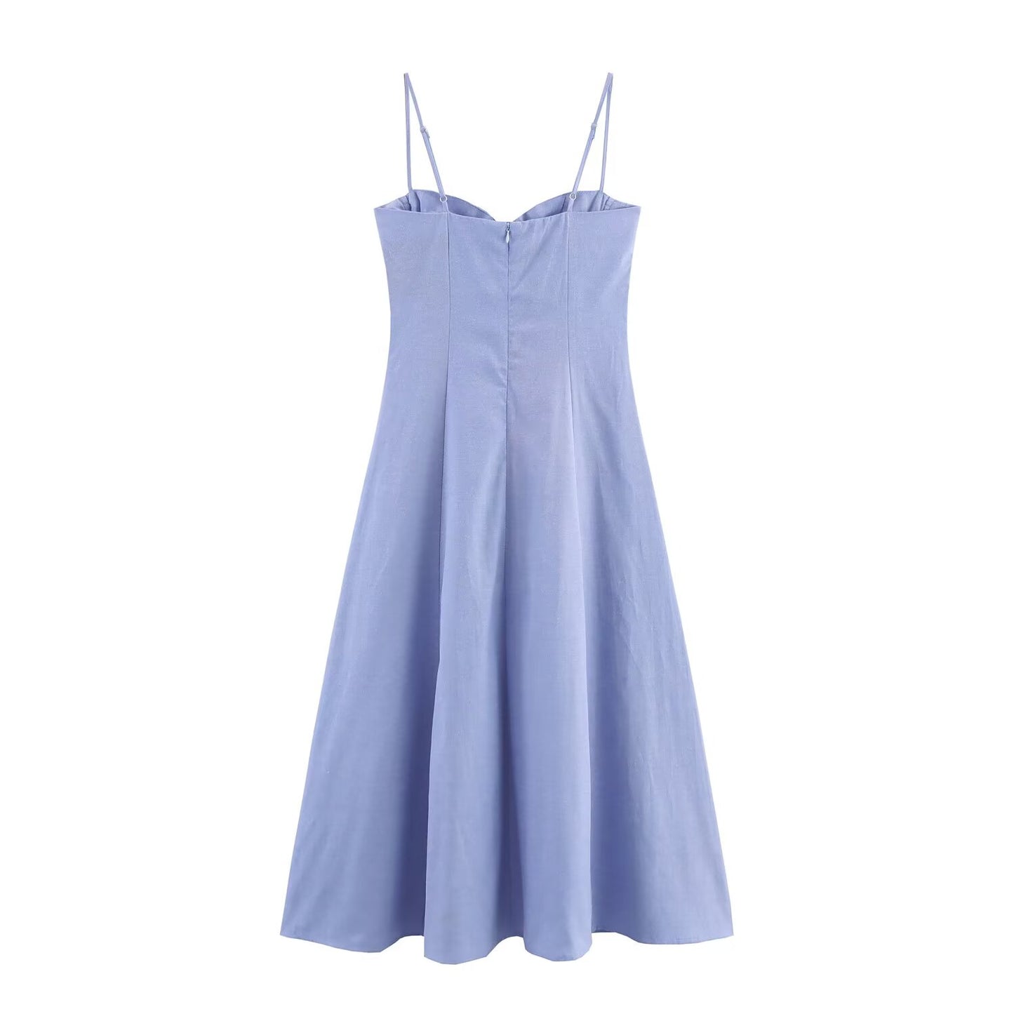 Women's new fashion linen blend tight corset style suspender MIDI dress