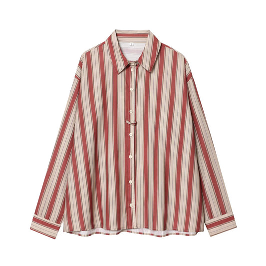 Women's new fashion back strap loose striped shirt