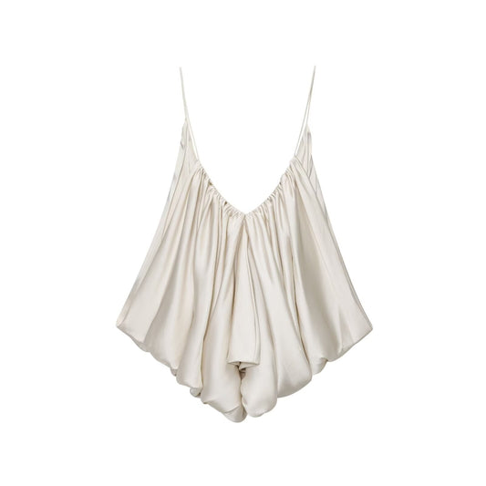 Women's summer fashion satin textured pleated suspender top