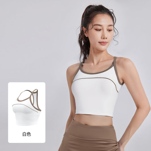 LU Women's New Fashion Joker Sports Vest One Cup Beauty Back Shock-proof Sports Yoga Bra Top.