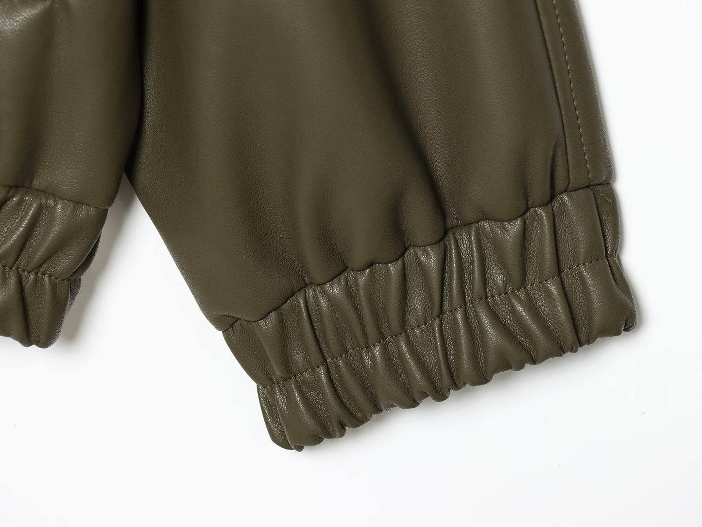 Women's standing collar faux leather pilot jacket Coat