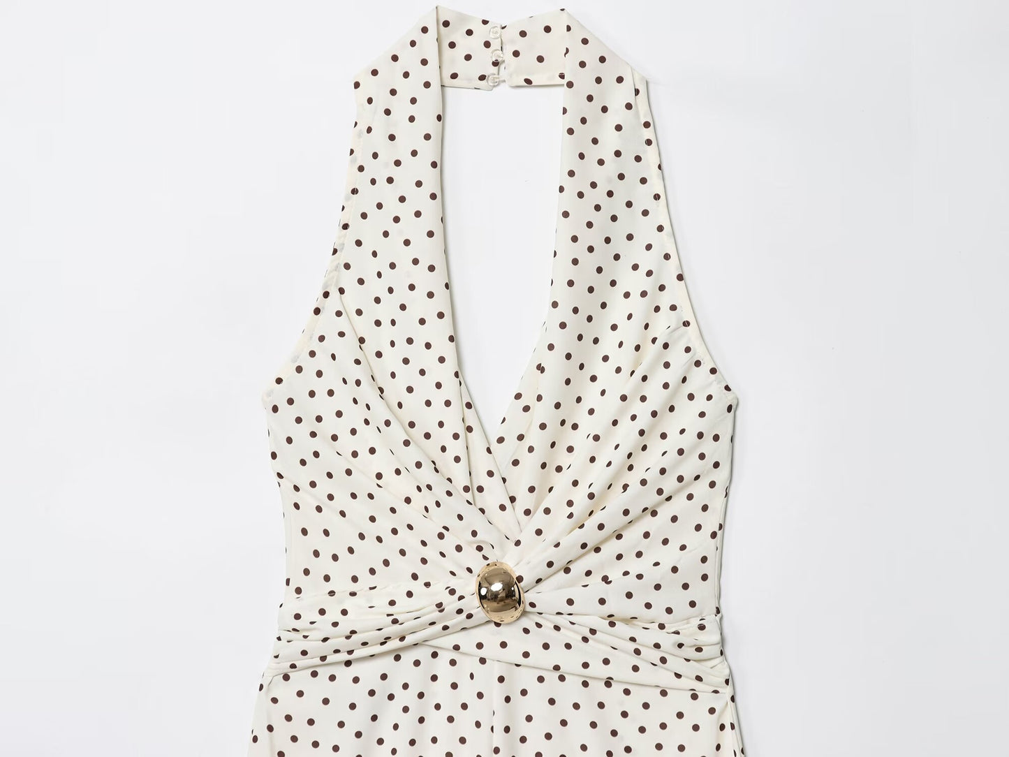 Women's 2025 Fashion Wave Point Hanging Neck Collar jumpsuit