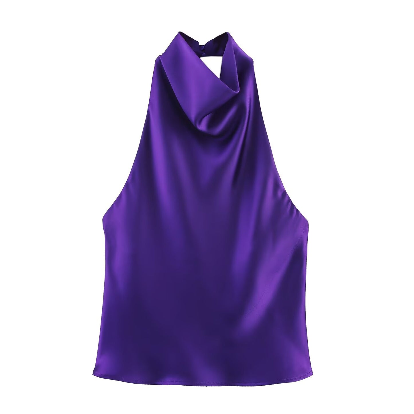 Women's new fashion satin texture hanging neck sleeveless top+Skirts