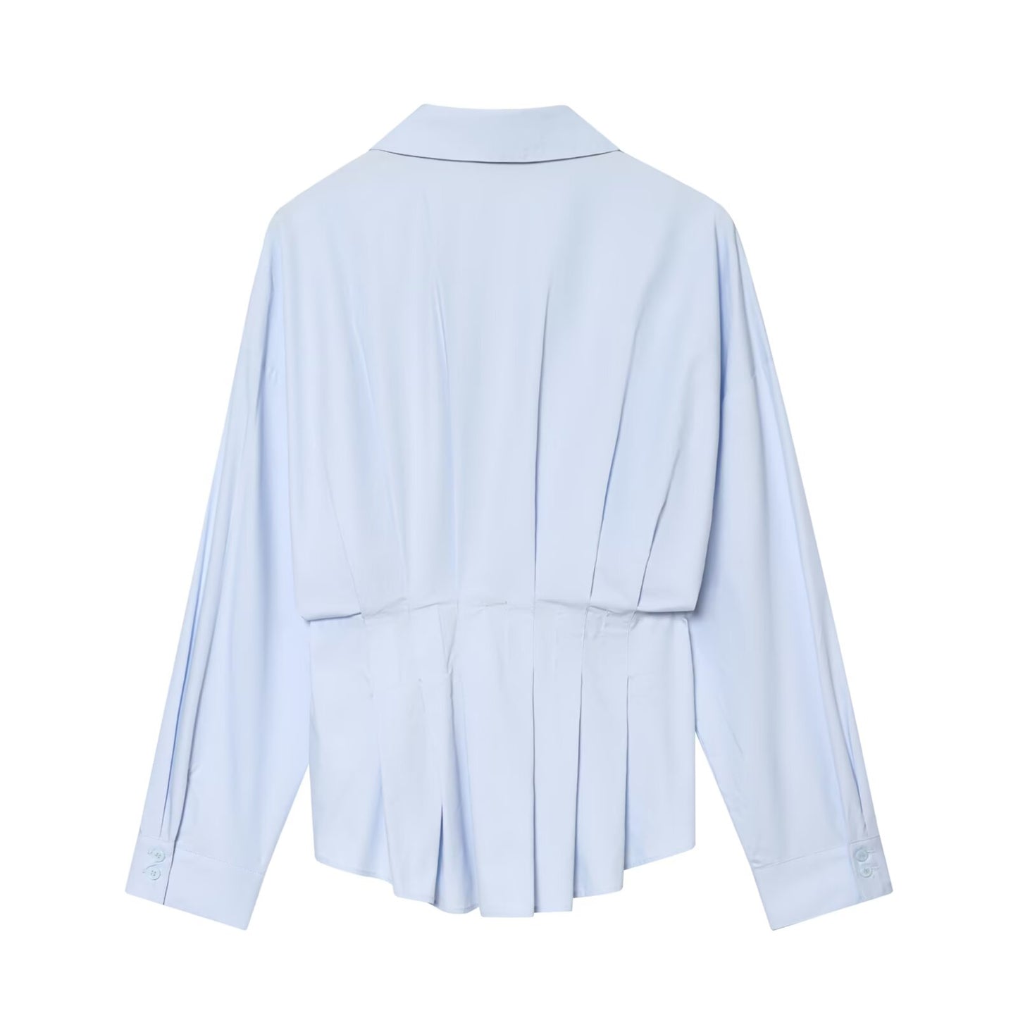 Women's pleated decorative casual poplin shirt