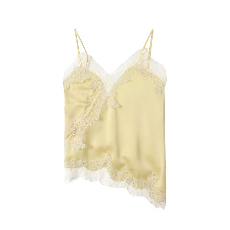 Women's asymmetrical lace V-neck suspender top