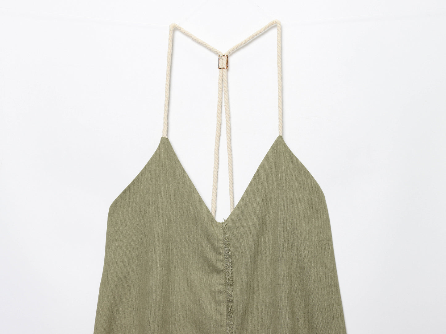 Women's New Fashion Loose Linen Blended Hanging Neck Midi Dress