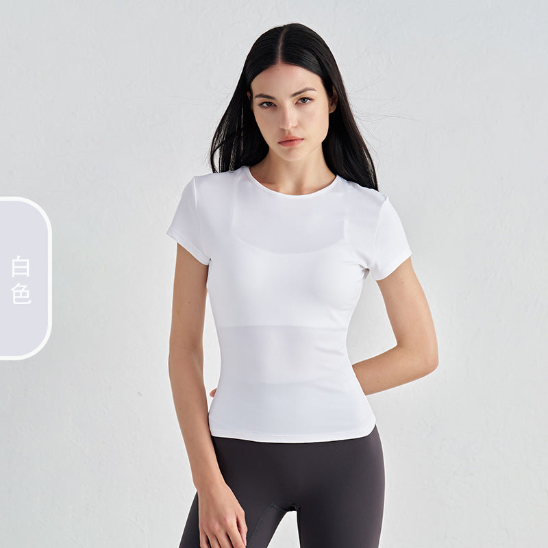 Women's New Comfortable Sports Short-sleeved Fitness Jacket Leisure Yoga Clothes Advanced Waist Slimming Yoga T-shirt