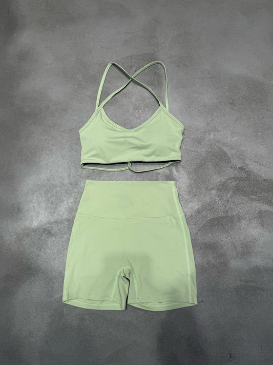 Women's New Yoga Suit Sports Fitness Cross Belt Design Vest Shorts Suit