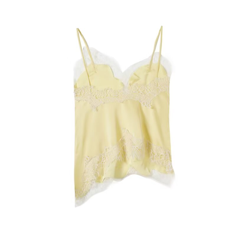 Women's asymmetrical lace V-neck suspender top