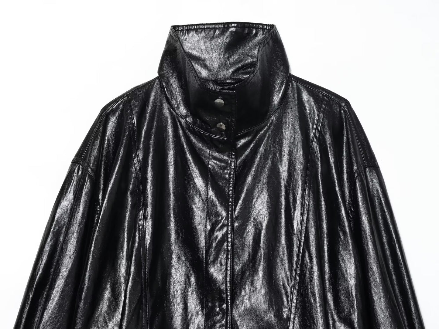 Women's loose faux leather pilot jacket Coat