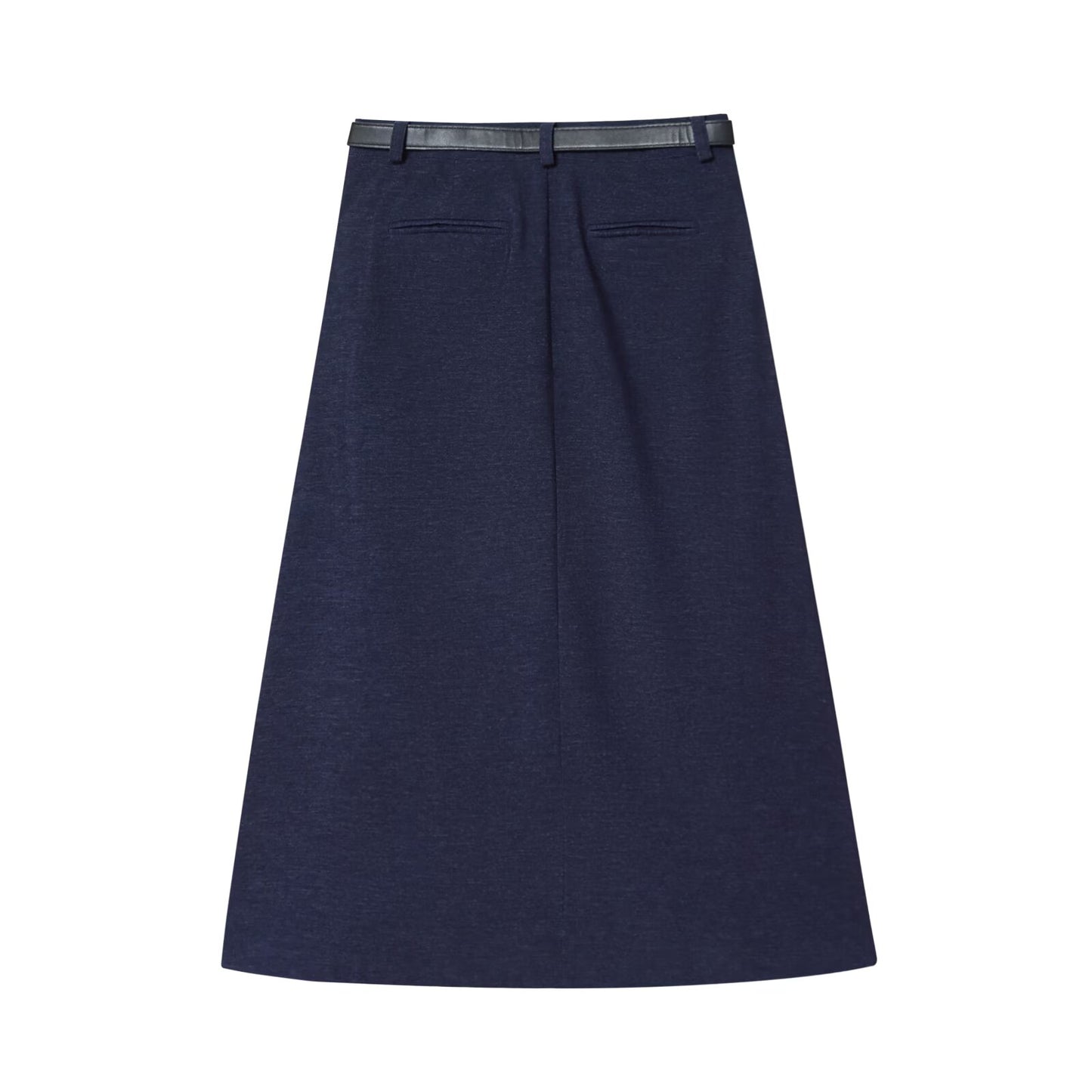 Women's new fashion with Belt denim draped Midi skirt