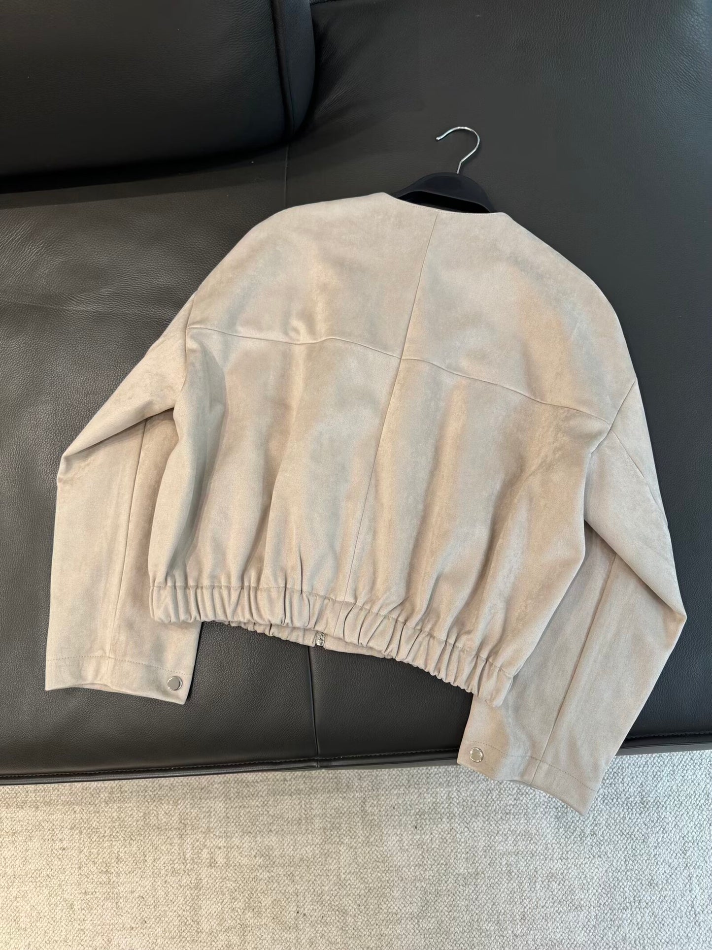 Women's new fashion anti suede effect O Neck zipper jacket Coat