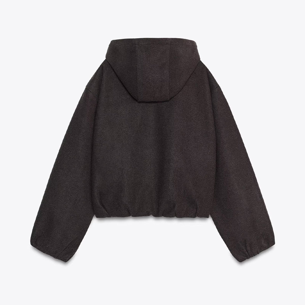 Women's new fashion elastic hem casual hooded jacket Coat