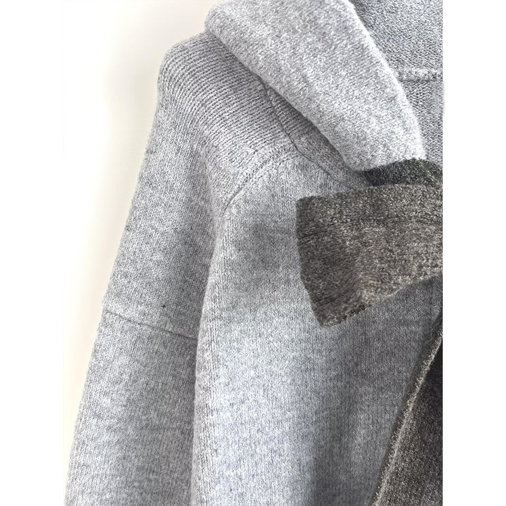 Women's bow decoration knitted hooded Coat