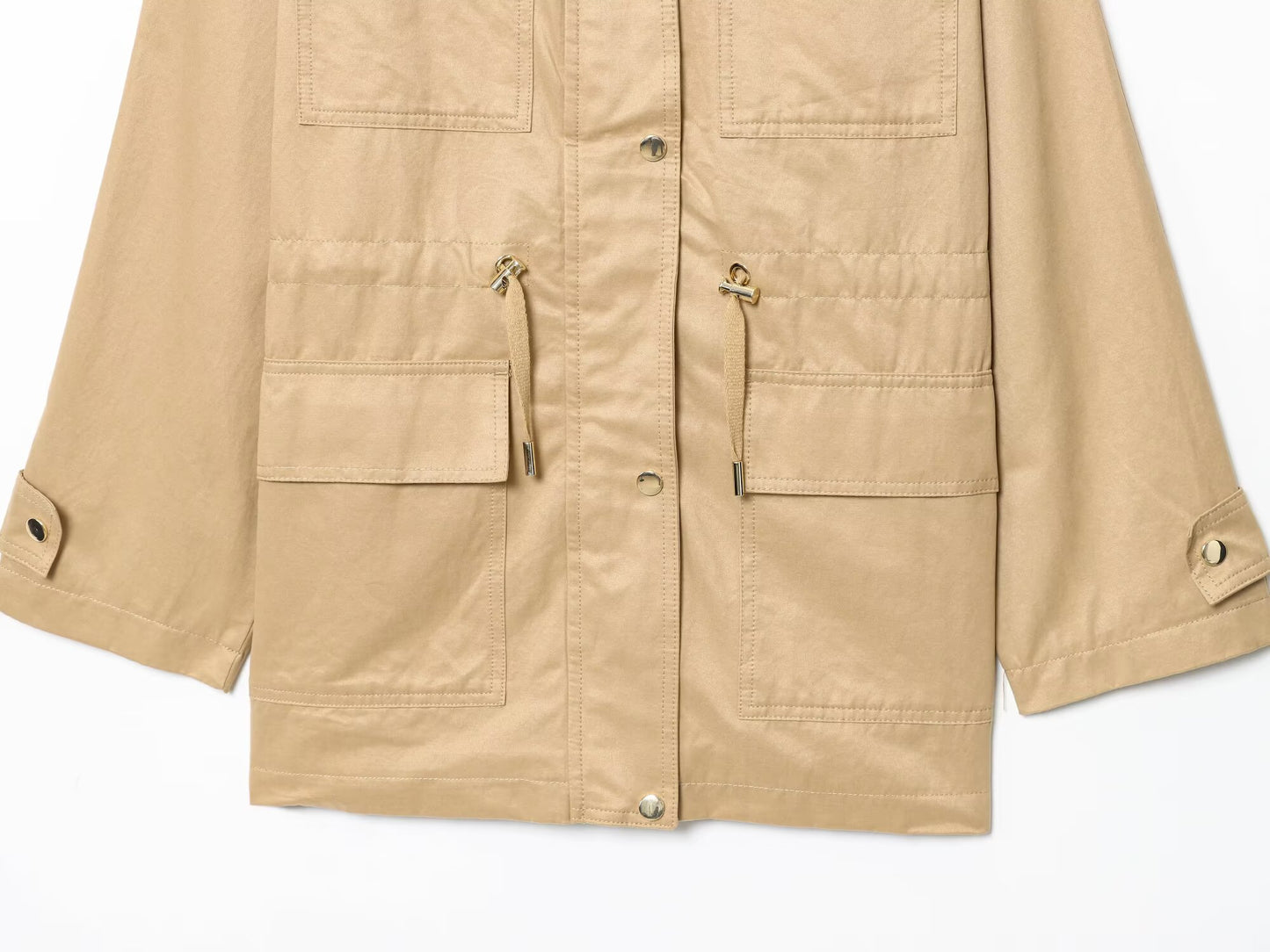 Women's 2025 new fashion multi pocket loose hooded Coat