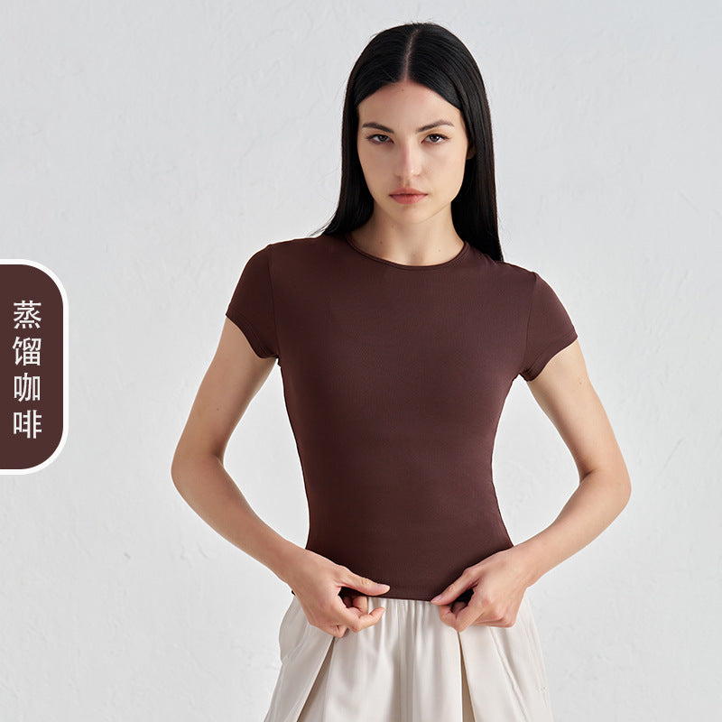 Women's New Comfortable Sports Short-sleeved Fitness Jacket Leisure Yoga Clothes Advanced Waist Slimming Yoga T-shirt