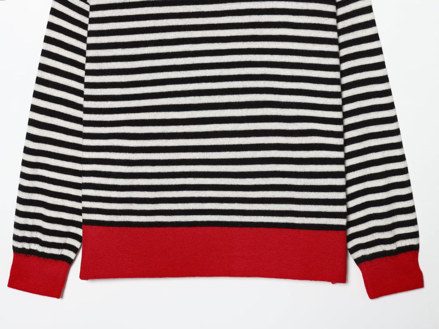 Women's loose O Neck striped knitted sweater