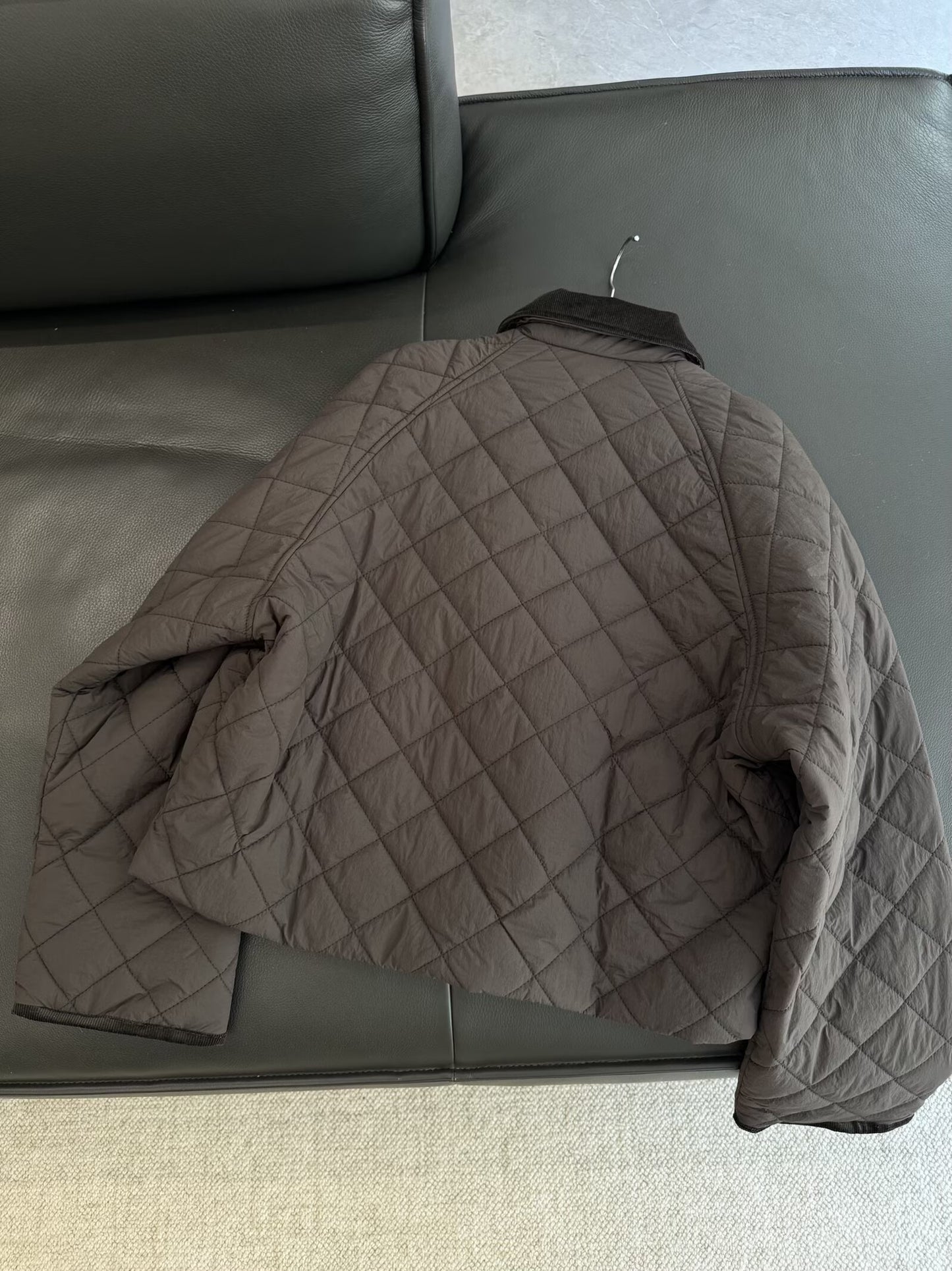 Women's winter fashion loose diamond grid corduroy lapel cotton jacket