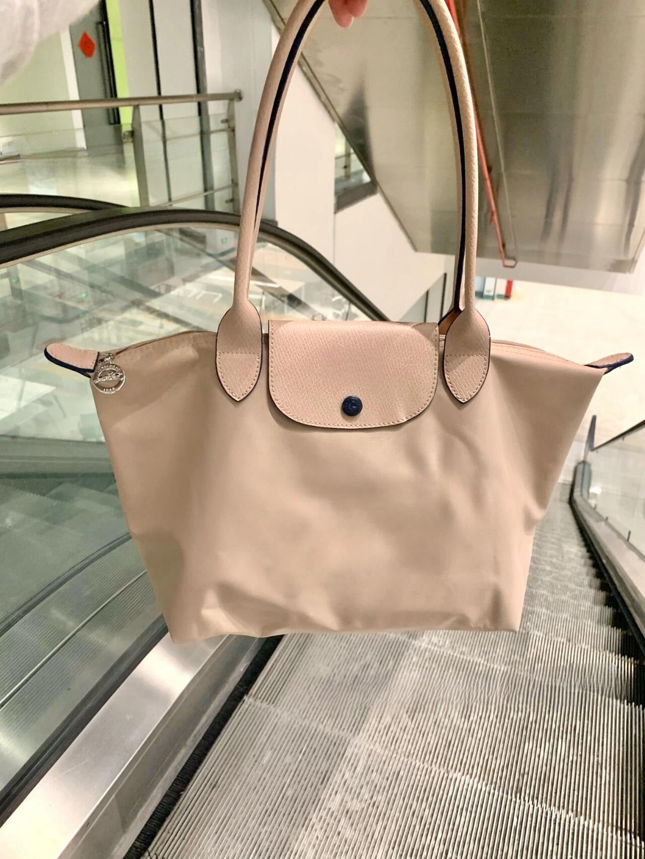 Women's New Joker Nylon Jiaozi Handbag Embroidered Large Tote Waterproof Folding Shoulder Bag.