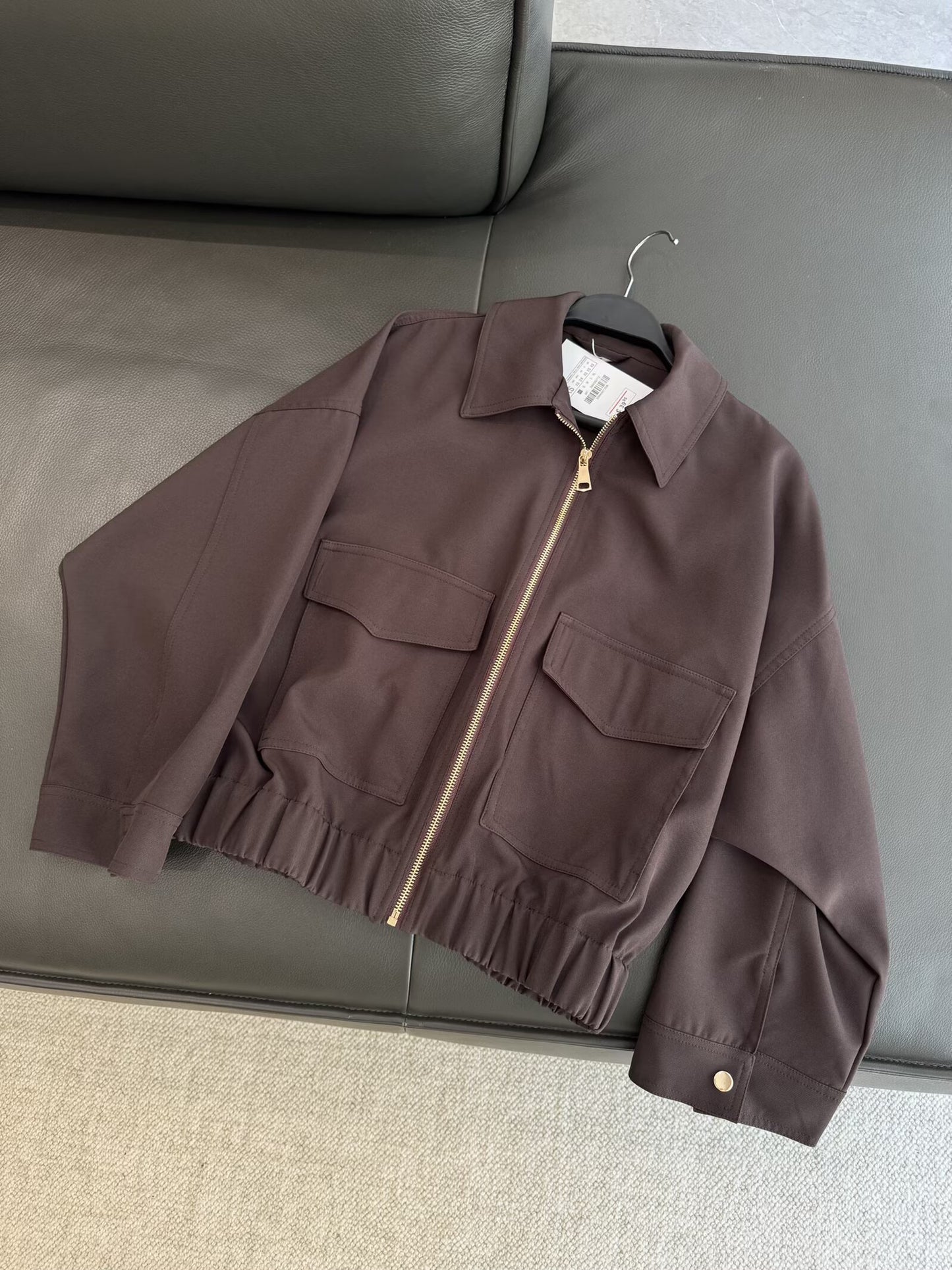 Women's new fashion loose long sleeved lapel zipper jacket Coat