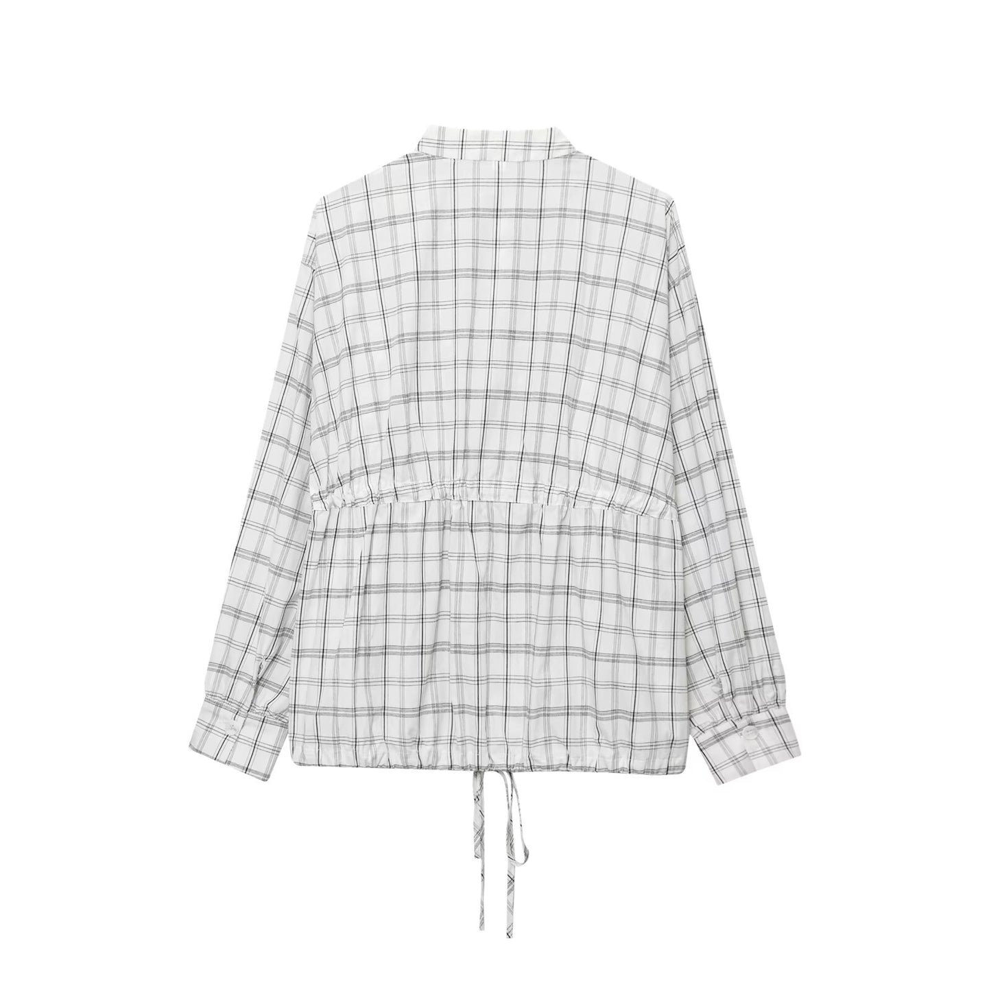 Women's new fashion loose grid pilot style shirt coat