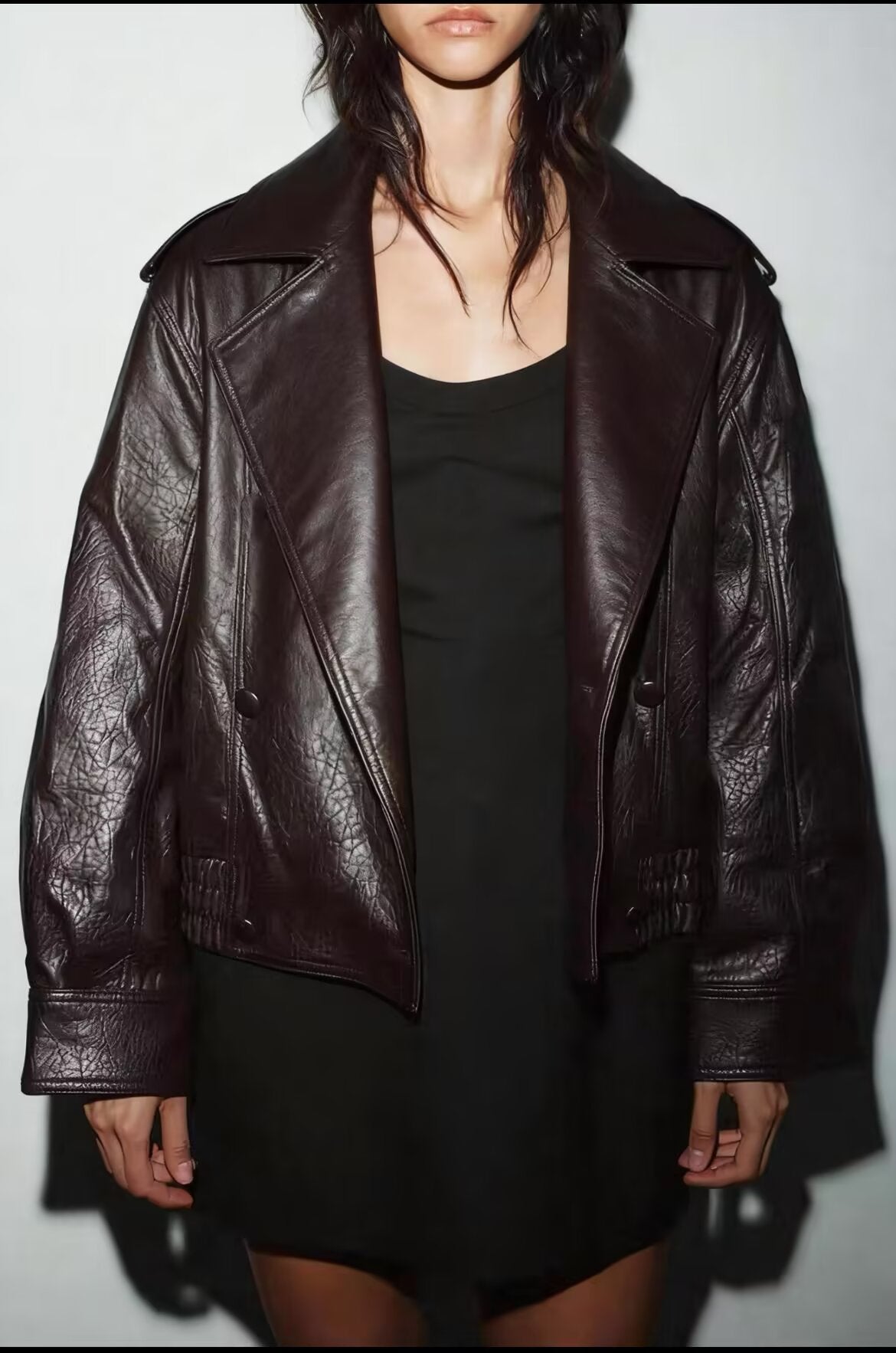 Women's loose versatile Faux Leather jacket Coat