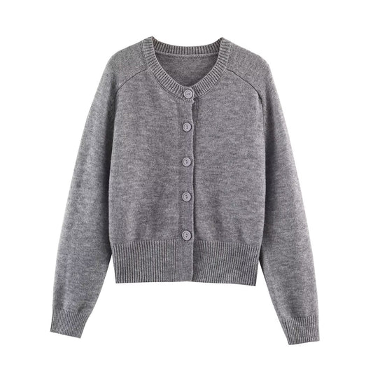 Women's soft textured round neck knitted Coat