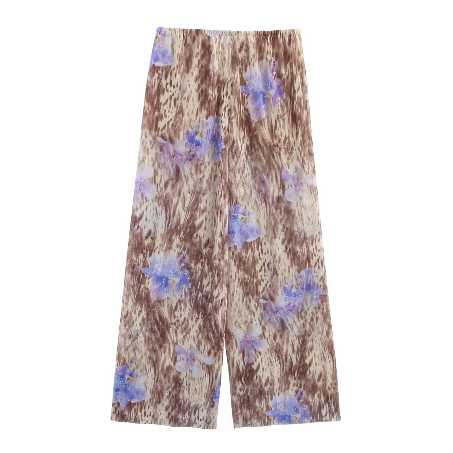 Women's 2025 new fashion printed tulle lace up shirt+Pants Women's suit