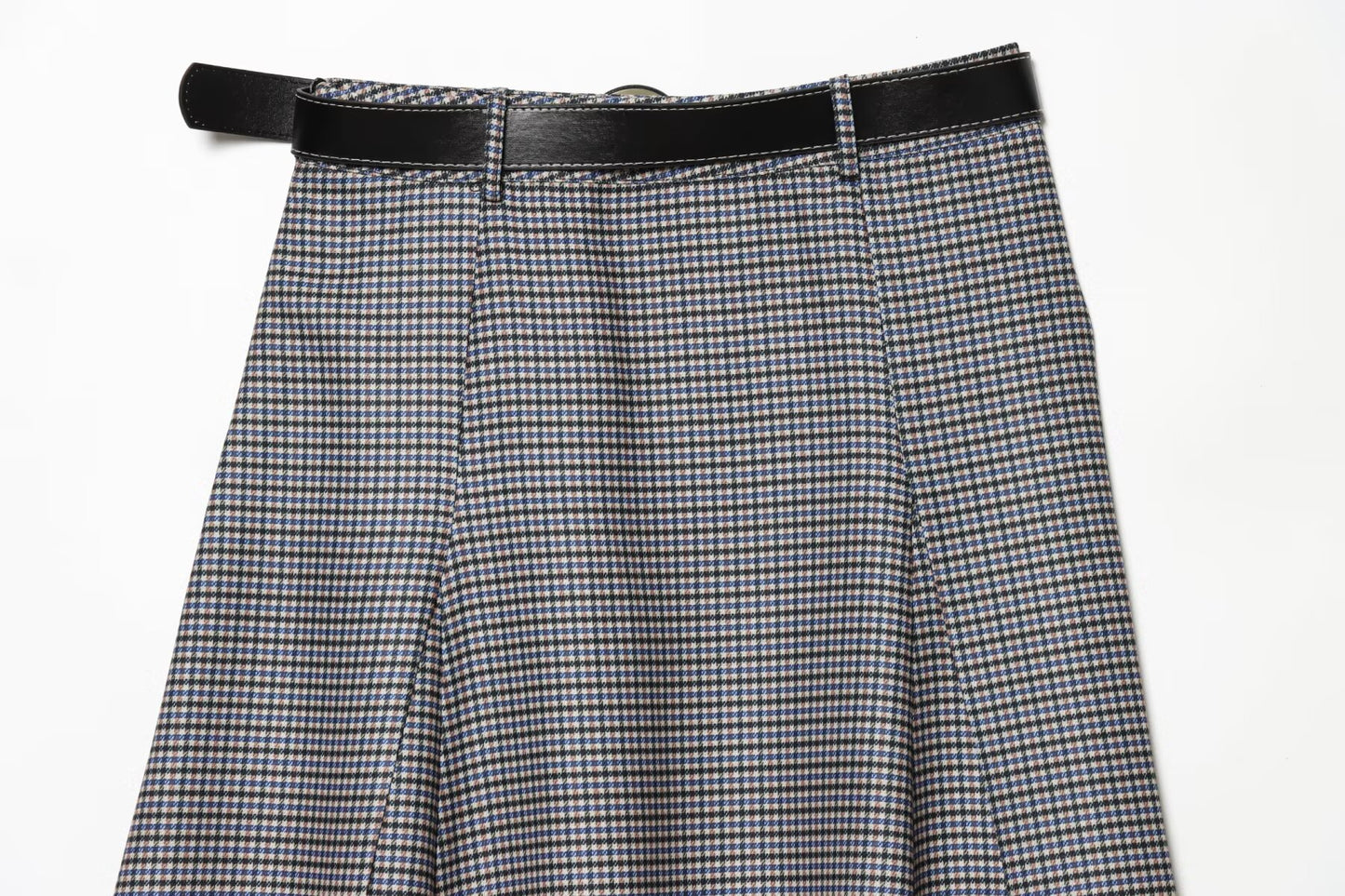 Women's With Belt Casual Plaid Midi Skirt