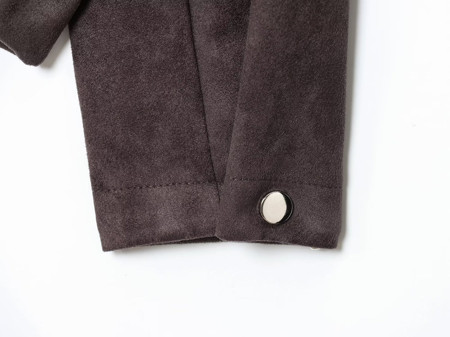 Women's new fashion anti suede effect O-Neck zipper jacket Coat