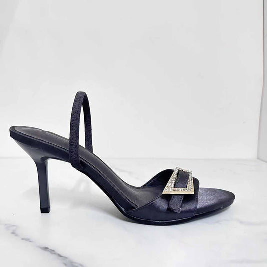 Women's New Fashion Joker Silk Satin Face Temperament Thin Heel Open Toe Muller Shoes Sandals.