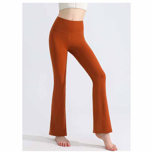 LU Women's New Sports Yoga Pants, Tights, Body Shaping, High Elasticity, Nudity, Moisture Absorption and Quick-drying High Waist Bell Bottoms.
