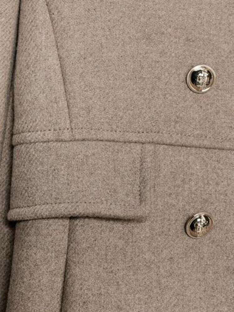 Women's new fashion warm double breasted wool blended coat jacket