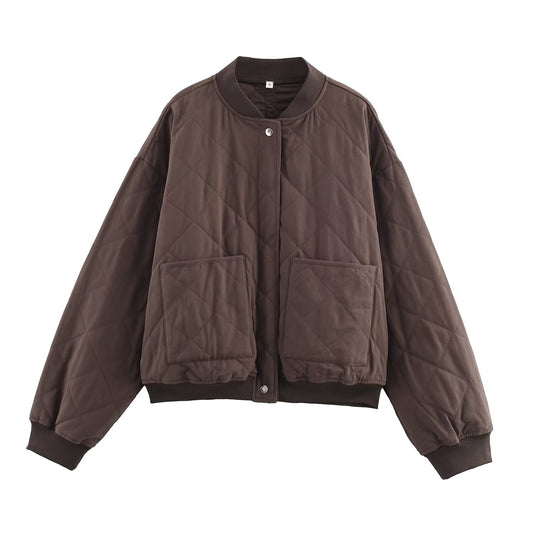 Women's new fashion warm stand collar quilted pilot jacket Coat