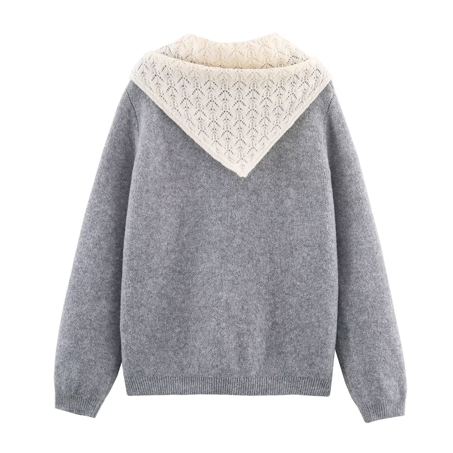 Women's Silk scarf decoration loose patchwork Knitted sweater