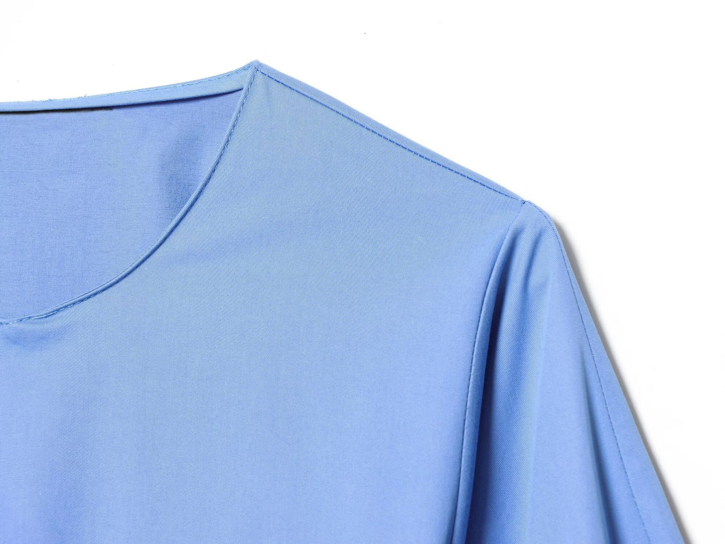 Women's O Neck zipper balloon sleeve poplin shirt