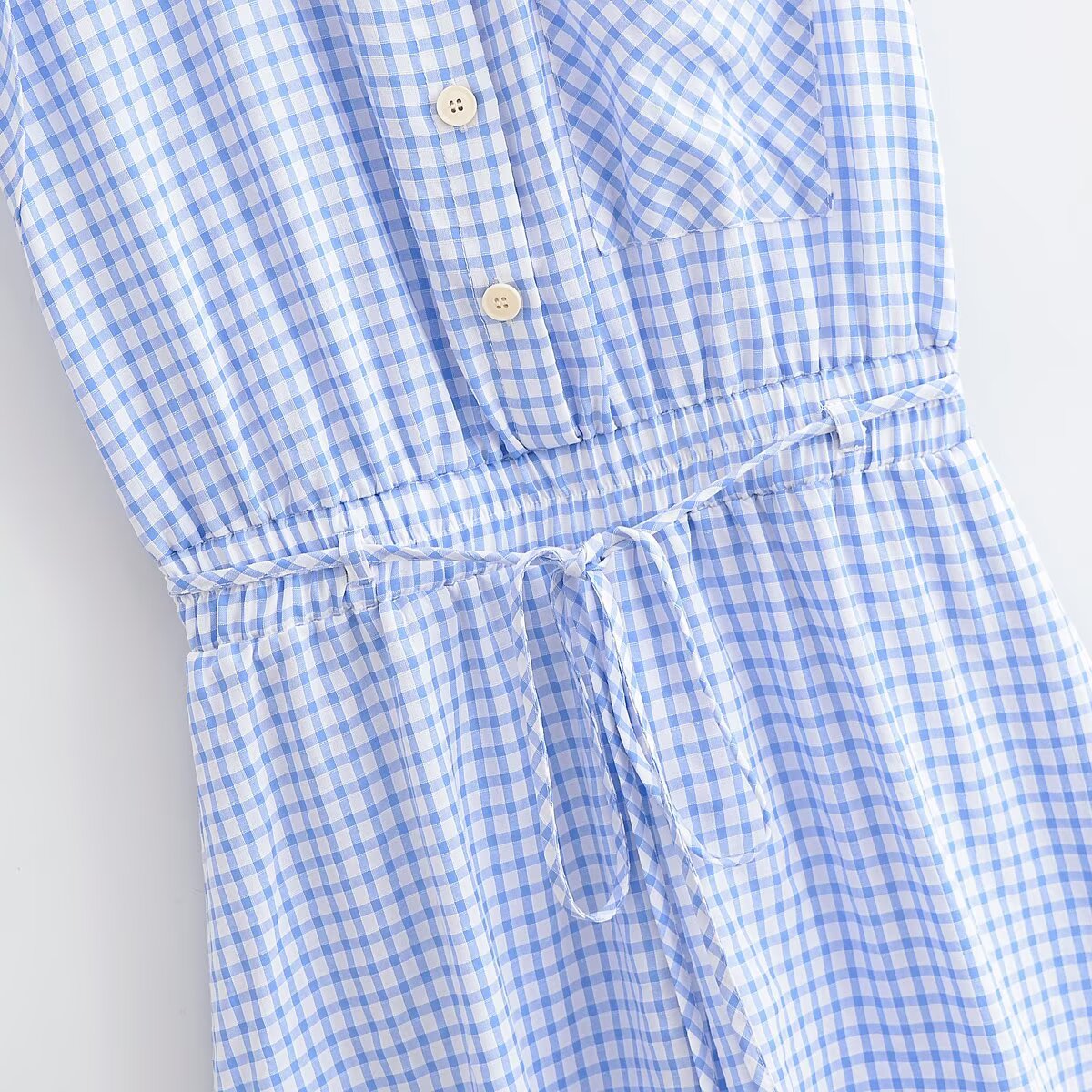 Women's 2025 fashion casual single breasted short plaid jumpsuit