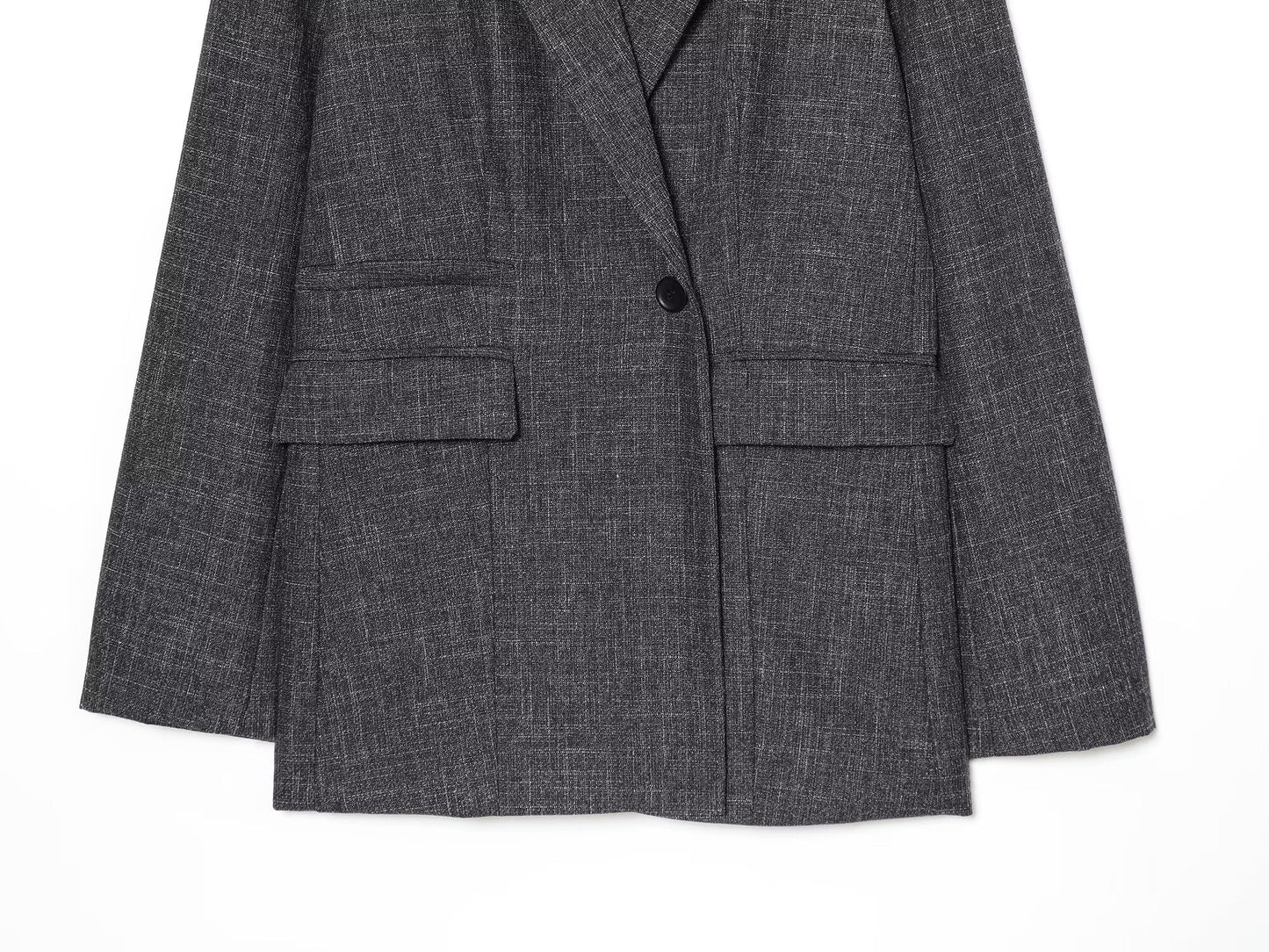 Women's loose wool blended straight cut Blazer Coat