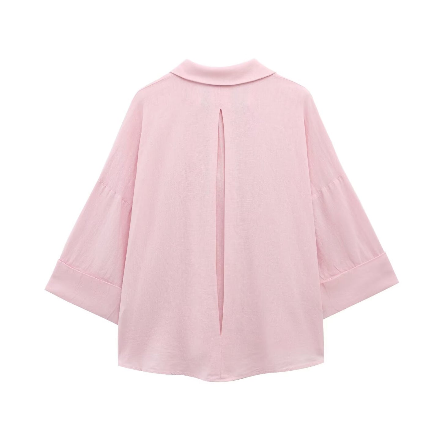 Women's New Fashion Linen Blended Wide Sleeve Shirt