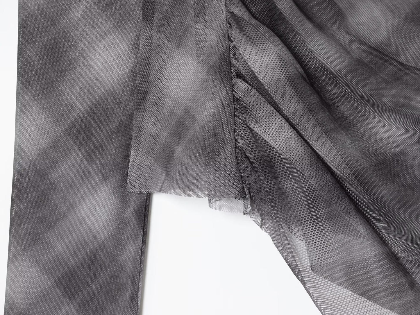 Women's new fashion pleated design slim plaid tulle T-shirt